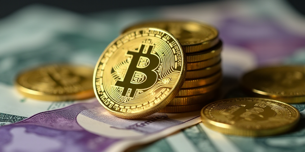 a pile of money with a gold coin on top of it and a purple one on the side of the pile, Aquirax Uno,