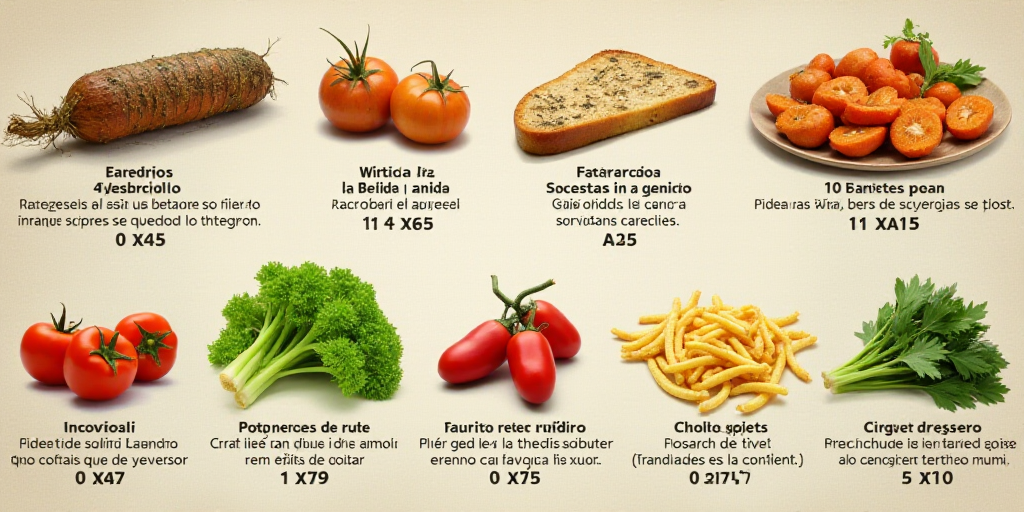 a poster with a description of the different types of food in spanish and english, and a description