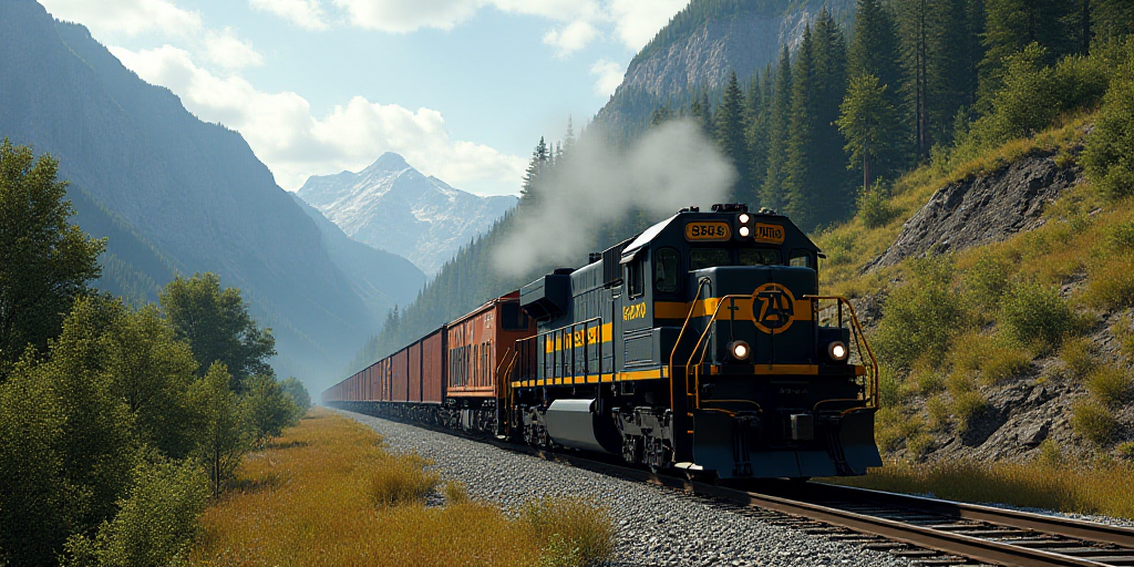 a train is traveling down the tracks near a mountain side area with trees and bushes on both sides o