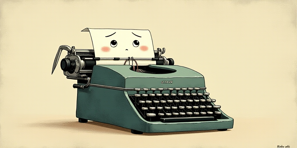 a typewriter with a face drawn on it and a caption for the words opinion and a question, Edward Otho