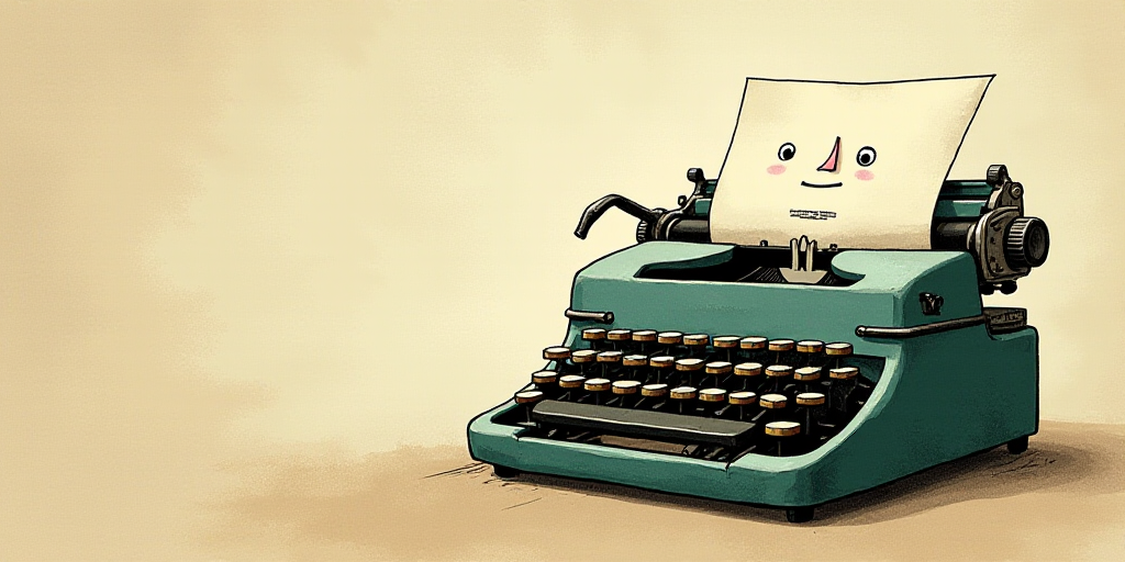 a typewriter with a face drawn on it and a caption for the words opinion and a question, Edward Otho