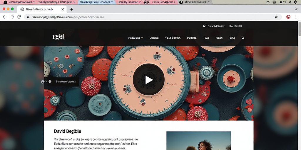 a web page with a bunch of different images on it and a caption for the website below it, David Begb