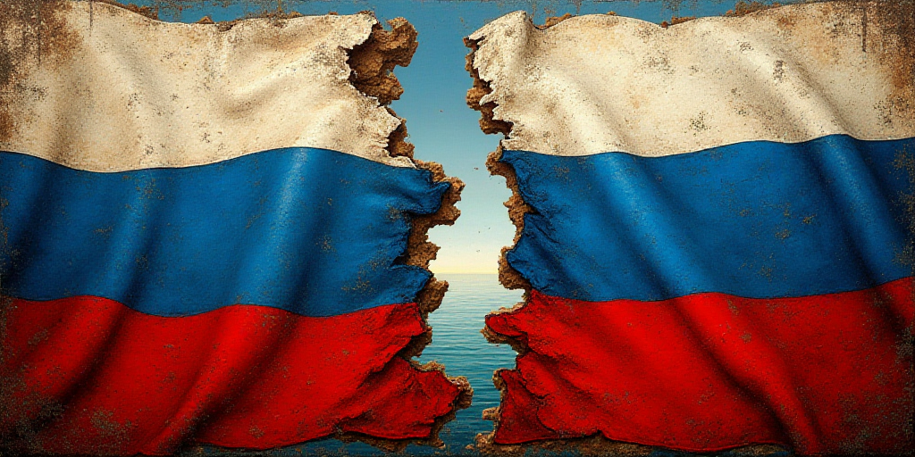 two flags are shown with one of them torn apart and the other half torn off with a flag on it, Boris