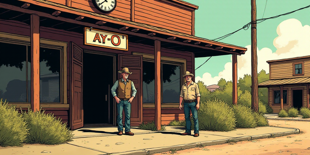 two people standing outside of a store with a clock on the wall and a store front with a store sign,