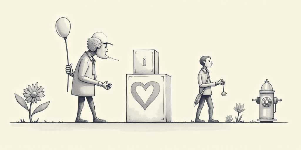 a block with a picture of a person and a person with a heart and a person with a flower and a man wi