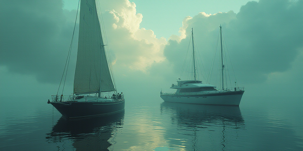 a boat is in the water and a boat is in the water with a sign that says unclasssted, Dahlov Ipcar, c