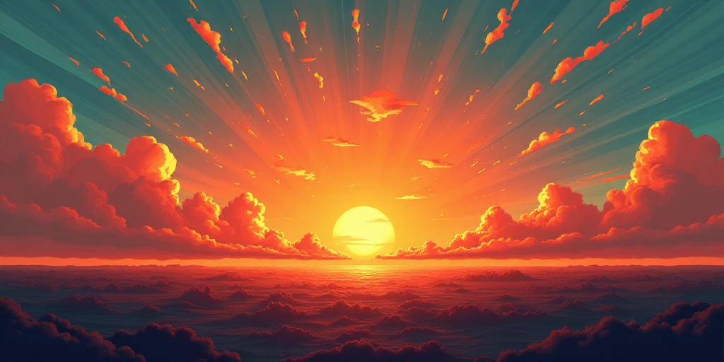 a book cover with a sunset in the background and a sky in the background with clouds in the sky, Car