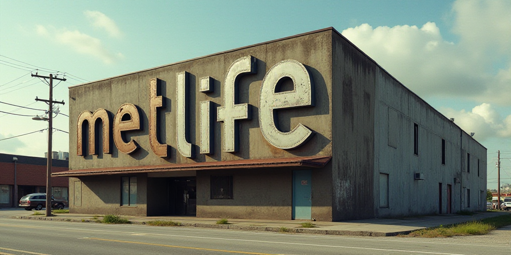 a building with a large metal sign on it's side that says metlife on it's side, Arnold Mesches, matt