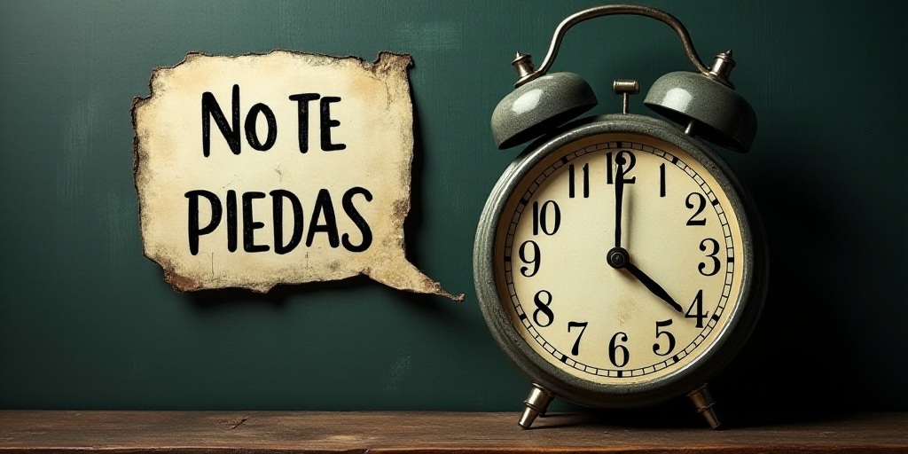 a clock with a speech bubble in front of it that says no te piedas la primera de el economista, Dieg