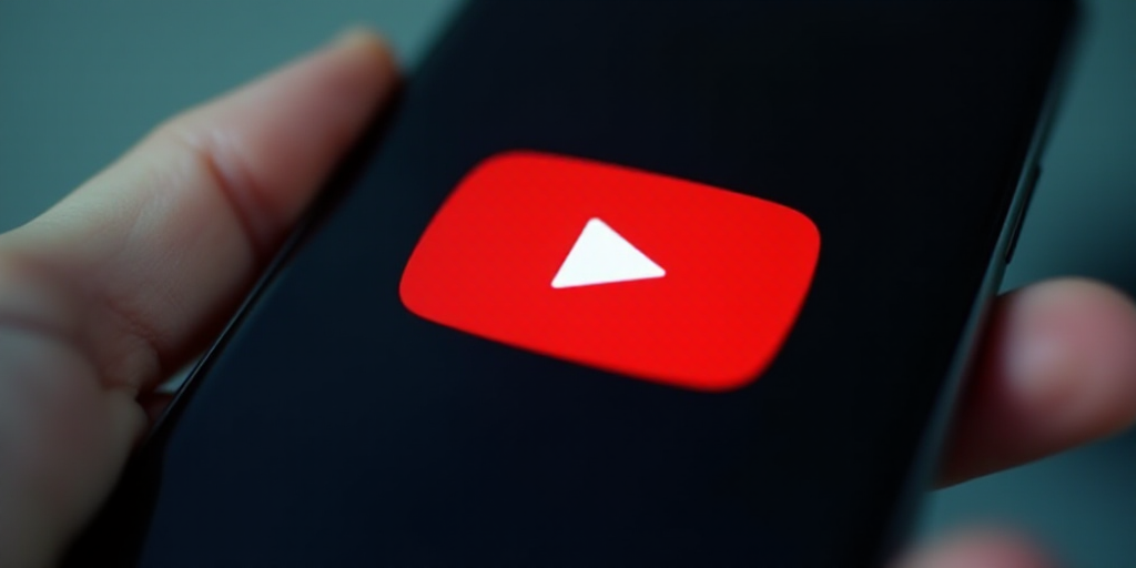 a close up of a youtube logo on a cell phone screen with blurry background and a blurry background,
