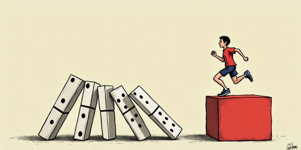 a domino board with a cross country runner on it and a red block with a cross country runner on it,