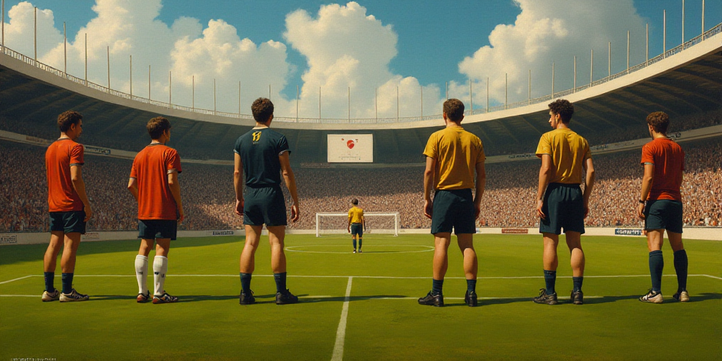 a group of men standing on top of a soccer field next to each other on a field with a referee, Diego