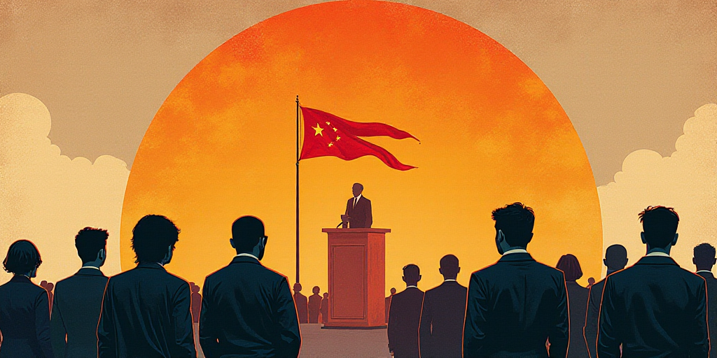 a group of people standing in front of a podium with flags on it and a sign in front of them, Anne R