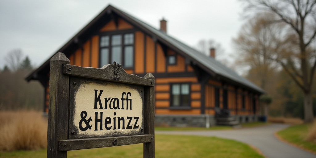 a large building with a sign in front of it that says kraff & heinzz on it, Christian Hilfgott Brand