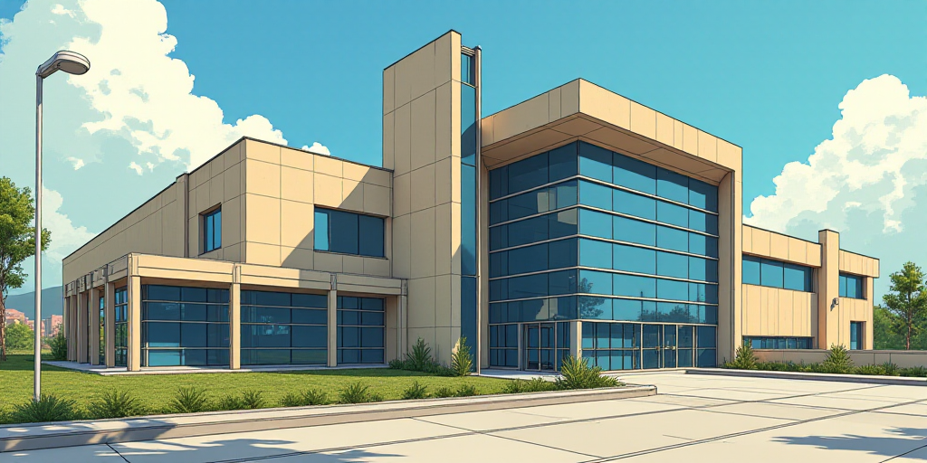 a large building with a sign on the front of it that says infinodrex on the side of it, Aquirax Uno,