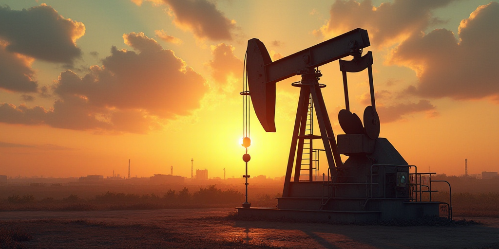 a large oil pump with the sun shining through it's windows and a ladder going up to it, Andries Stoc