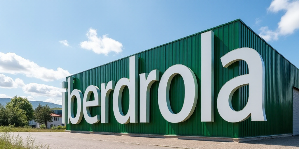 a large sign that is on the side of a building with a large sign on it that says iberdrola, Carles D