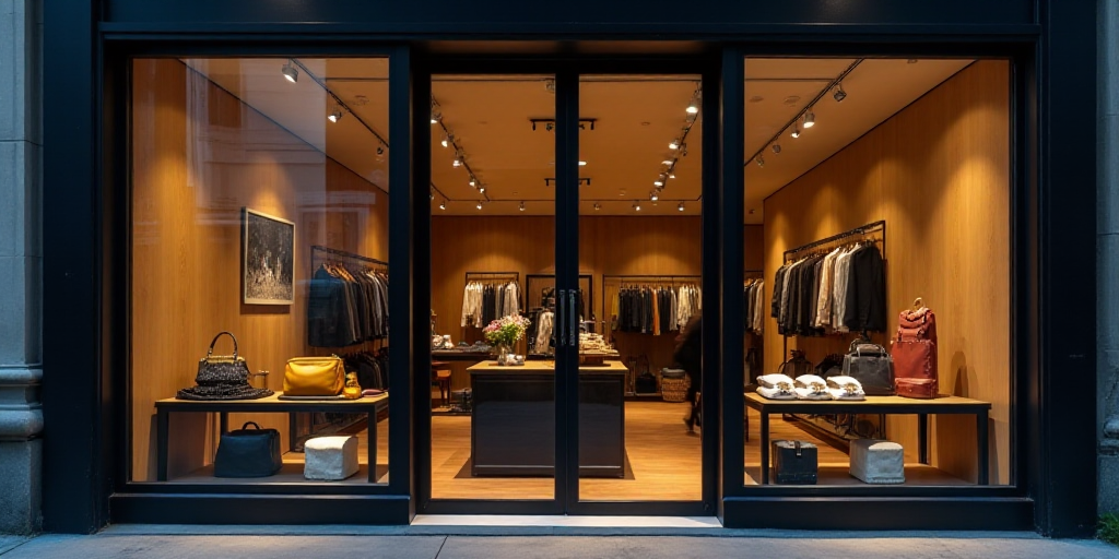 a logo for a company that sells accessories and accessories for sale in the store's storefront windo