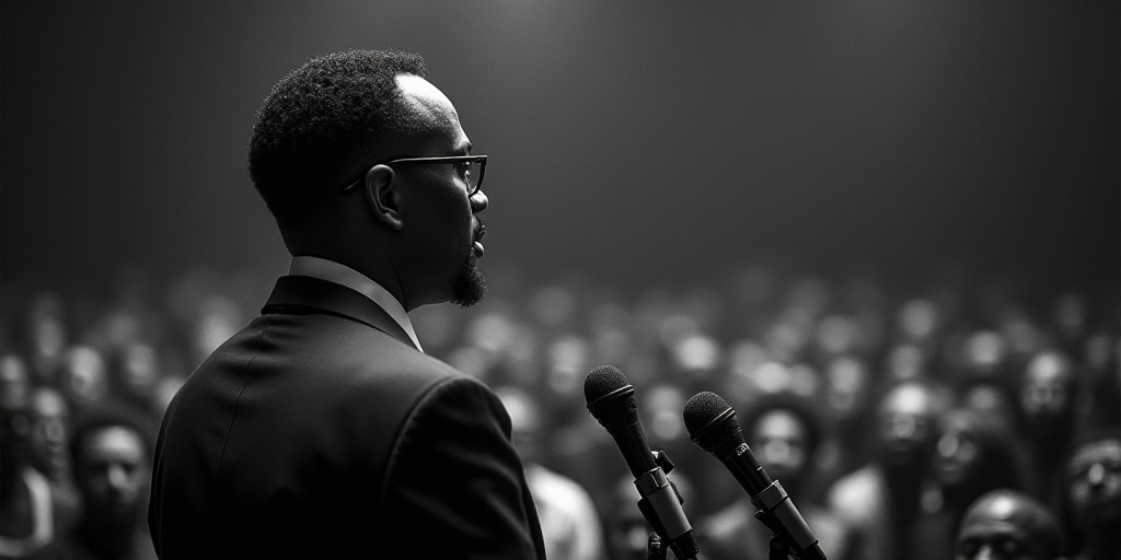 a man in a suit and glasses standing in front of a crowd of people with microphones in front of him,