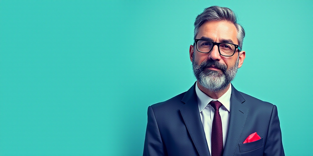 a man in a suit and glasses with a blue background and a quote from the author, fausto prettiin mund