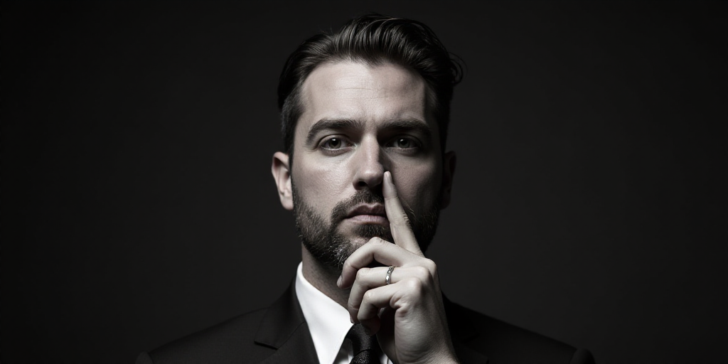 a man in a suit and tie holding a microphone up to his face with a finger on his nose, Donald Roller