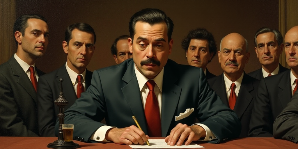 a man in a suit and tie sitting at a table with other people in the background and a microphone, Est