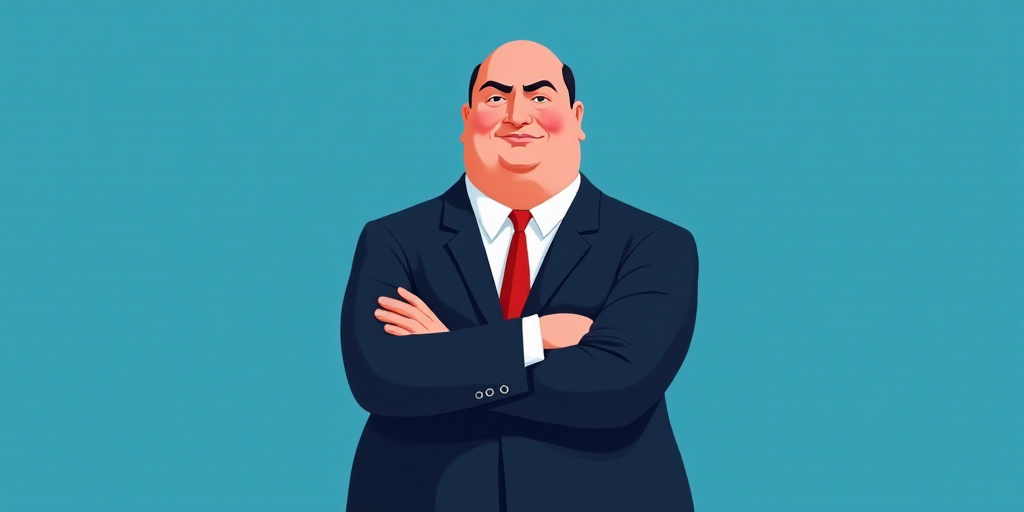 a man in a suit and tie with his arms crossed and his arms crossed, with a blue background, Fernando