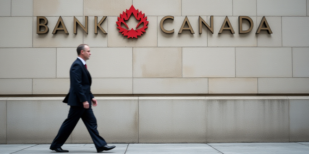 a man in a suit walks past a bank of canada sign on a building wall in washington, dc, Esther Blaiki