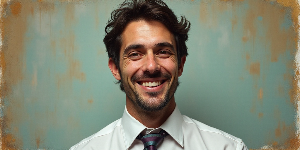 a man in a tie is smiling for the camera with a caption in spanish above him that reads, enrique cam