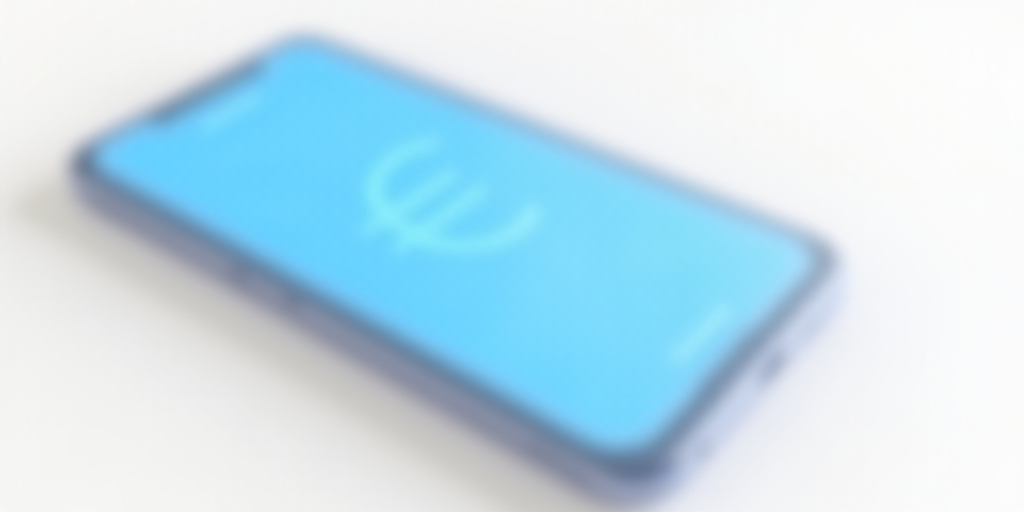 a phone with a blue screen and a euro sign on it's display screen, on a white surface, Andries Stock