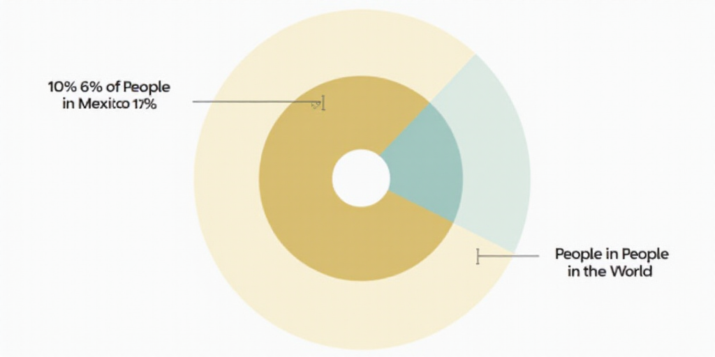 a pie chart with a percentage of people in mexico and the number of people in mexico in the world, C