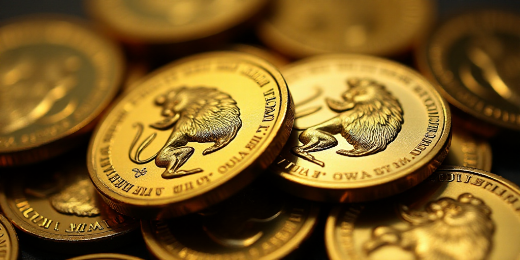 a pile of coins with a picture of a lion on the front of it and a picture of a lion on the back of t