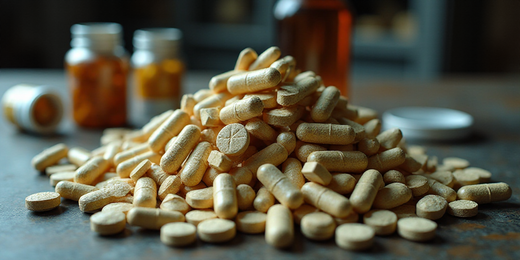 a pile of pills and contraptions sitting on top of each other on a table top in a pile, Aquirax Uno,