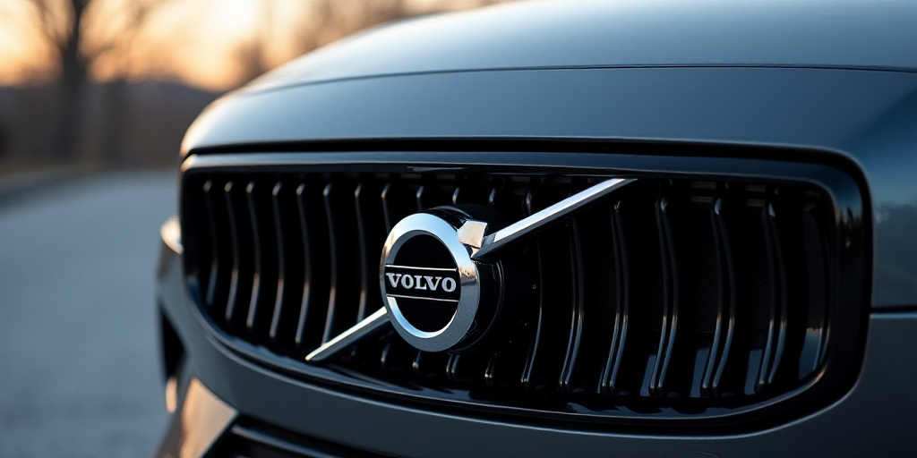 a volvo emblem on the front of a car's grilles and grills, with the word volvo on it, An Gyeon, fine