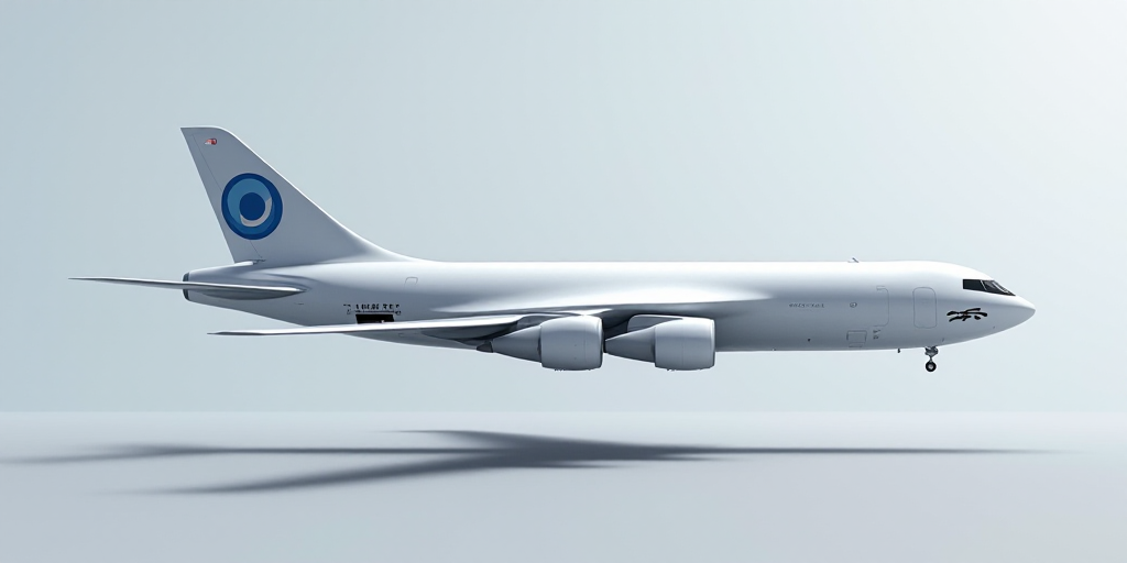 a white airplane with a blue origin logo on it's side and a black arrow on the side, Felix-Kelly, ue