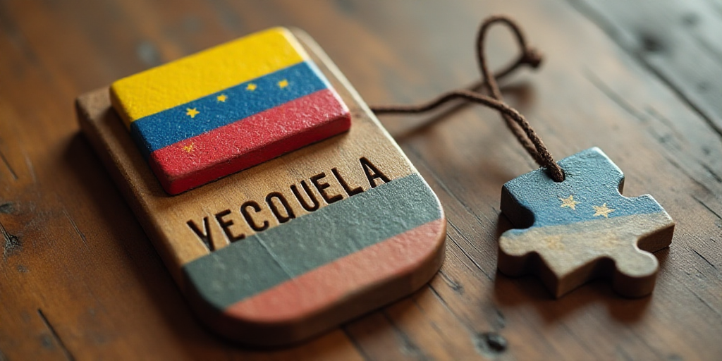 a wooden board with a flag on it and a string attached to it with a magnet on it that says venezuela