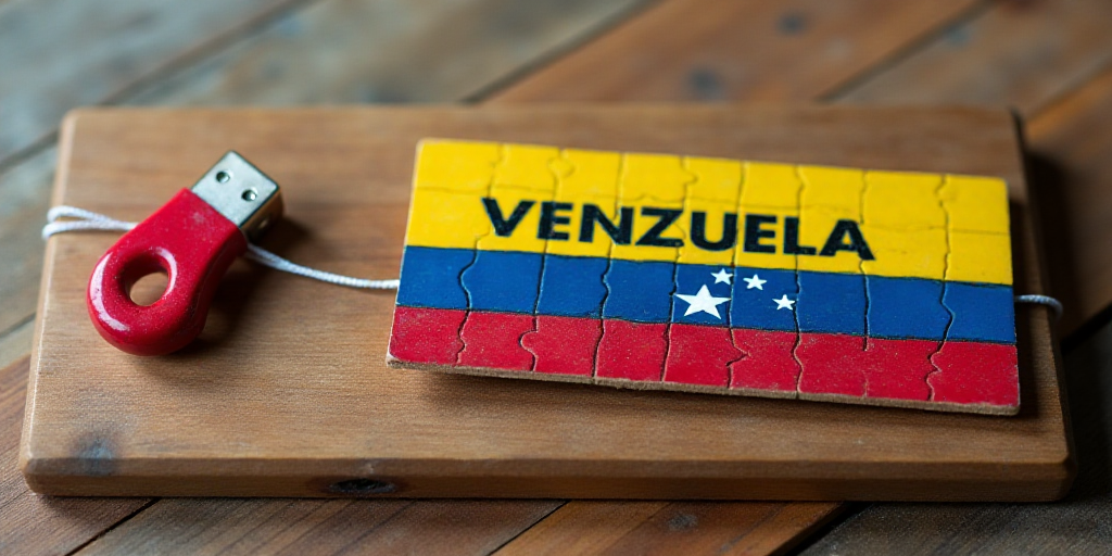 a wooden board with a flag on it and a string attached to it with a magnet on it that says venezuela