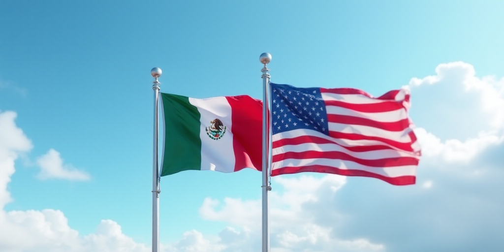 two flags flying in the wind with a blue sky in the background and clouds in the background, one of