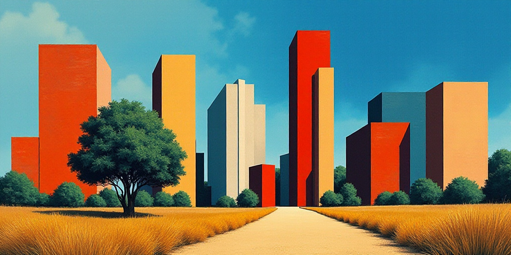a group of tall buildings with a sky background and a tree in the foreground with a blue sky, David