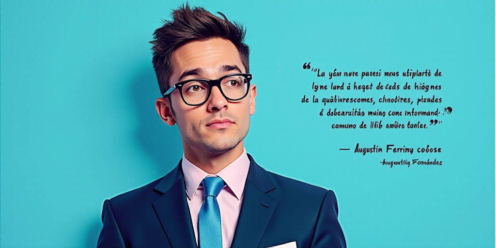 a man in a suit and glasses with a blue background and a quote from the author, fausto prettiin mund