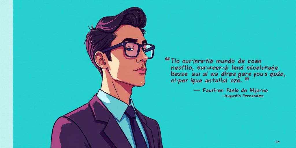 a man in a suit and glasses with a blue background and a quote from the author, fausto prettiin mund