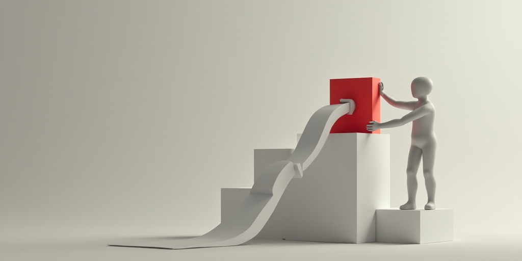 a person placing a red block on top of a building with a white arrow pointing up at it and a red blo